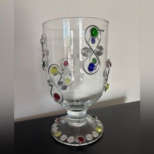 GRETCHEN Hand-Blown Vase Clear Glass Stones & Metal, Gretchen Collection